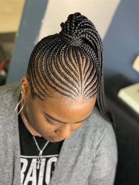 Now that your cornrow updo ponytail is complete. . Cornrow ponytail braids